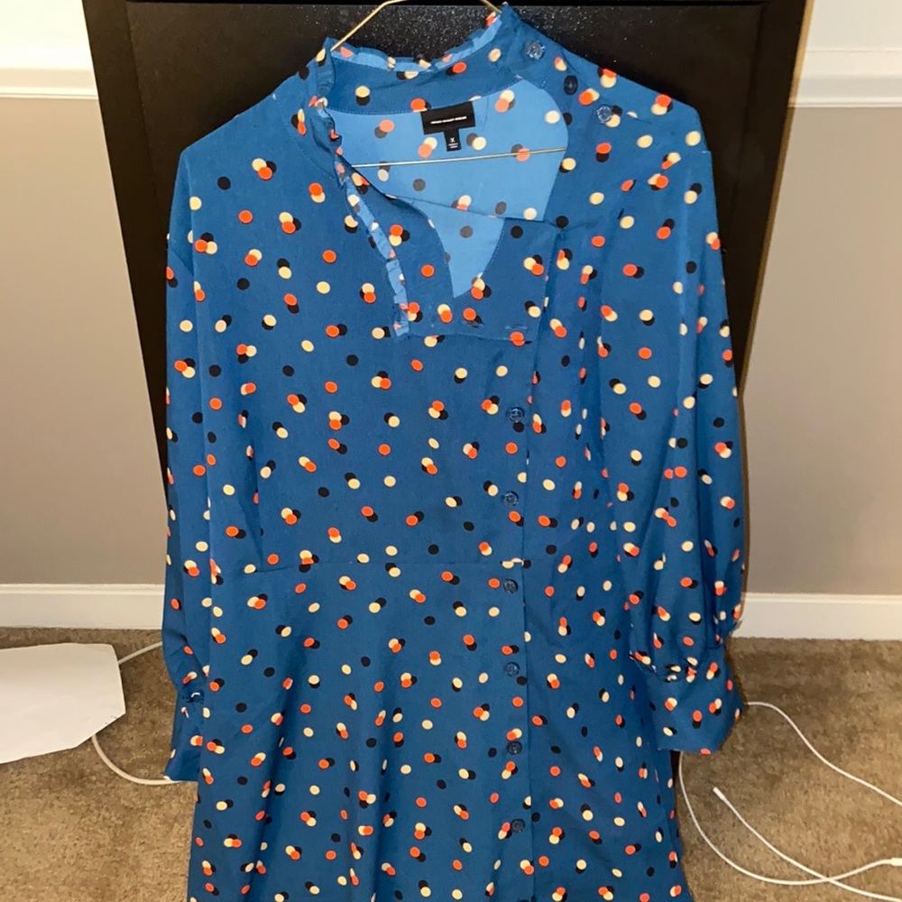 Who What Wear Teal Dress with Circle Print